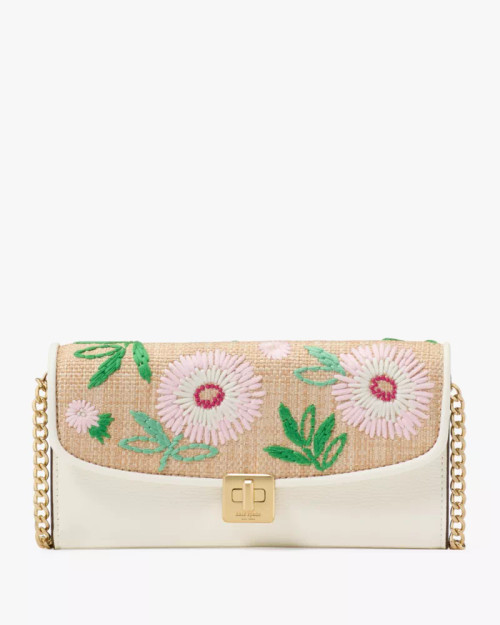 KATE SPADE Phoebe Straw Turnlock Wallet-on-chain