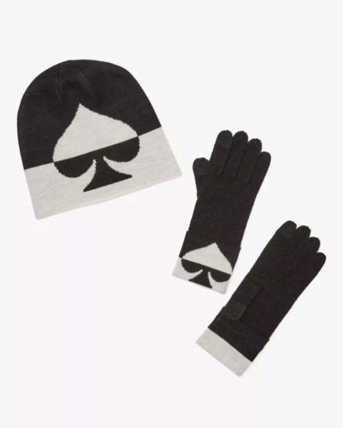 KATE SPADE Oversized Spade Beanie And Glove Set KATE SPADE Oversized Spade Beanie And Glove Set