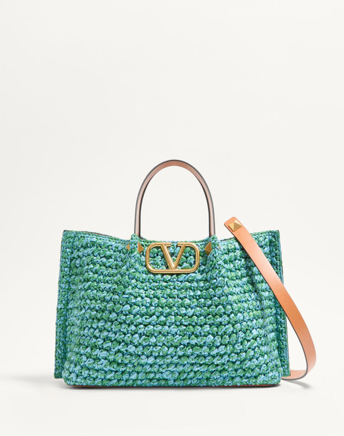 VALENTINO Medium Shopping Bag In Raffia Crochet