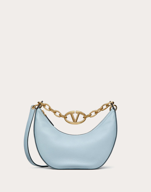 VALENTINO Small Vlogo Moon Hobo Bag In Grainy Calfskin With Chain