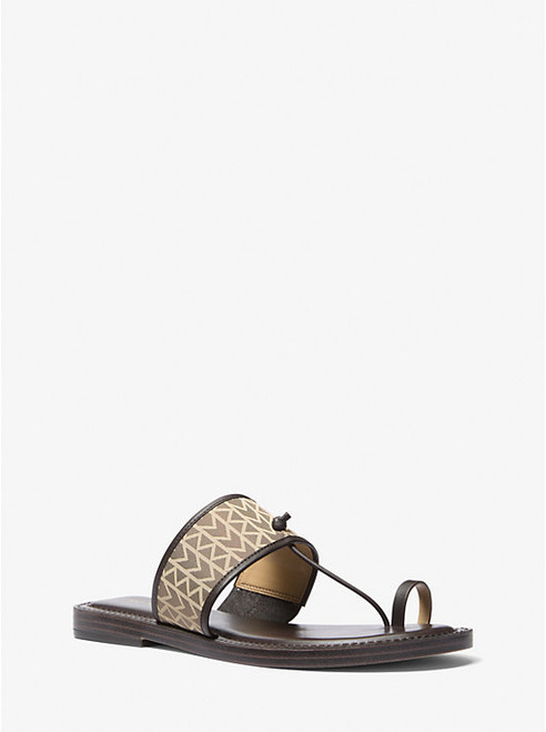 MICHAEL KORS Ashtin Mk2000 Logo Jacquard Sandal - Natural