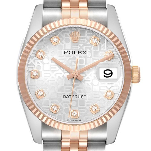 ROLEX Datejust 36 Steel Rose Gold Anniversary Diamond Mens Watch 116231 Image 1