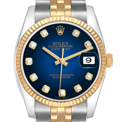 ROLEX Datejust Steel Yellow Gold Vignette Diamond Dial Mens Watch 116233 Image 1 ROLEX Datejust Steel Yellow Gold Vignette Diamond Dial Mens Watch 116233 Image 1