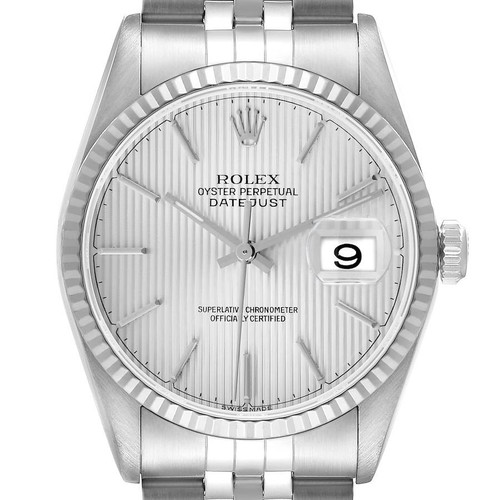 ROLEX Datejust 36 Steel White Gold Tapestry Dial Mens Watch 16234 Image 1