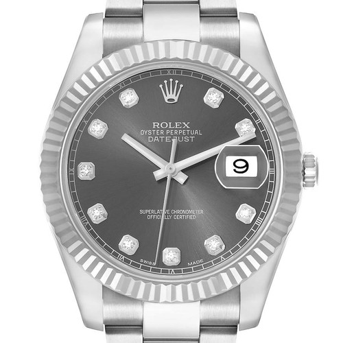 ROLEX Datejust Ii 41 Silver Diamond Dial Mens Watch 116334 Image 1