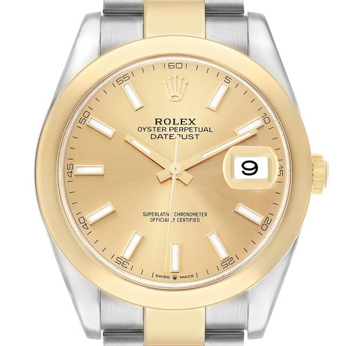 ROLEX Datejust 41 Steel Yellow Gold Smooth Bezel Mens Watch 126303 Image 1