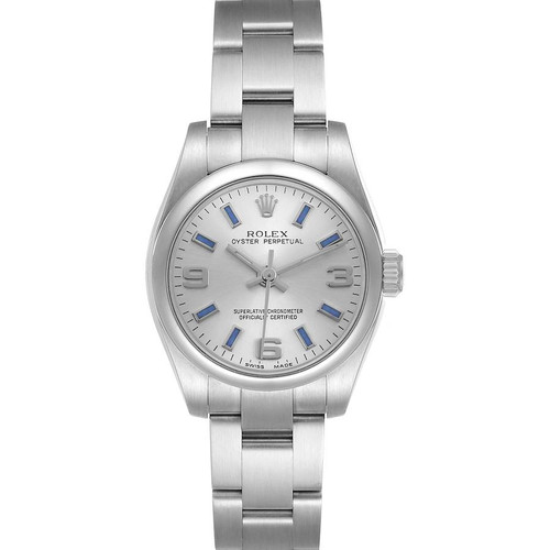ROLEX Oyster Perpetual Blue Silver Dial Steel Ladies Watch 176200 Image 1 ROLEX Oyster Perpetual Blue Silver Dial Steel Ladies Watch 176200 Image 1