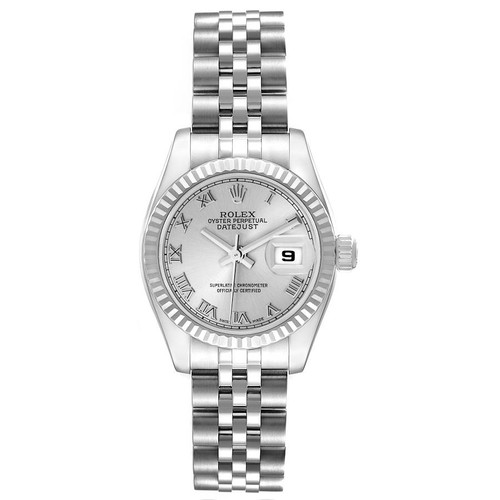 ROLEX Datejust Steel White Gold Silver Roman Dial Ladies Watch 179174 Image 1 ROLEX Datejust Steel White Gold Silver Roman Dial Ladies Watch 179174 Image 1