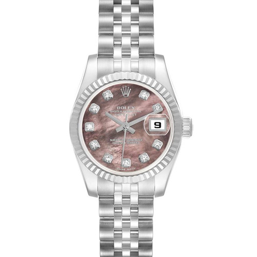 ROLEX Datejust Steel White Gold Mother Of Pearl Diamond Ladies Watch 179174 Image 1