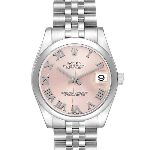 ROLEX Datejust Midsize 31 Pink Roman Dial Steel Ladies Watch 178240 Image 1 ROLEX Datejust Midsize 31 Pink Roman Dial Steel Ladies Watch 178240 Image 1