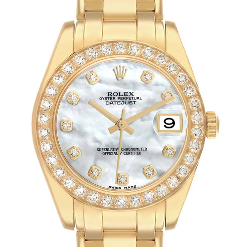 ROLEX Pearlmaster Yellow Gold Mop Diamond Ladies Watch 81298 Image 1