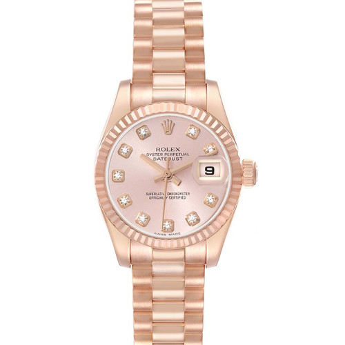 ROLEX President Rose Gold Diamond Dial Ladies Automatic Watch 179175 Image 1