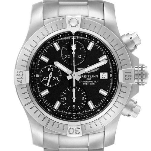 BREITLING Avenger Chronograph 43 Black Dial Steel Mens Watch A13385 Image 1