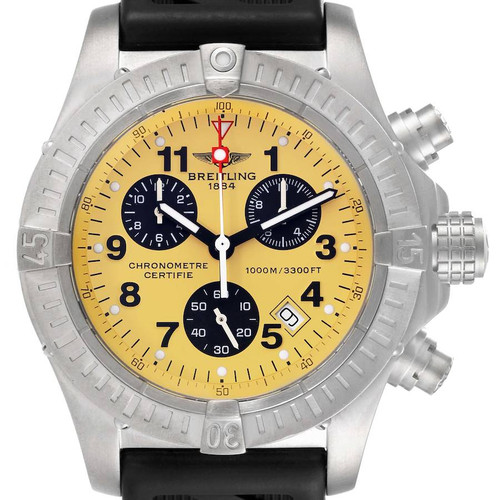 BREITLING Aeromarine Chrono Avenger M1 Yellow Dial Titanium Mens Watch E73360 Image 1