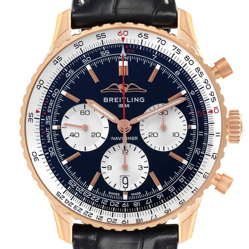 BREITLING Navitimer B01 Rose Gold Black Dial Mens Watch Rb0138 Image 1