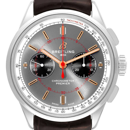 BREITLING Premier B01 Chronograph Grey Dial Steel Mens Watch Ab0118 Image 1