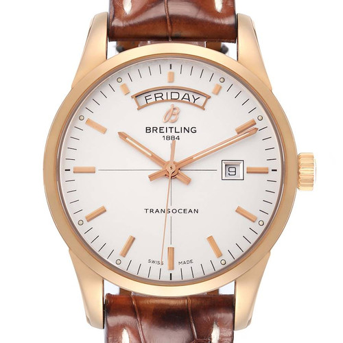 BREITLING Transocean Day Date Rose Gold Mens Watch R45310 Image 1