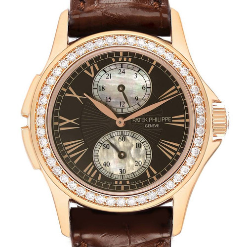 PATEK PHILIPPE Calatrava Travel Time Rose Gold Diamond Ladies Watch 4934R Image 1