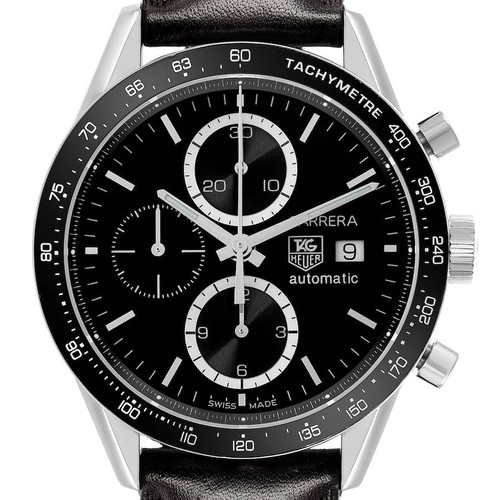 TAG HEUER Carrera Chronograph Steel Black Dial Mens Watch Cv2010 Image 1