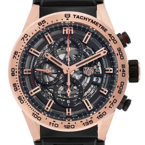 TAG HEUER Carrera Skeleton Steel Rose Gold Watch Car205B Image 1