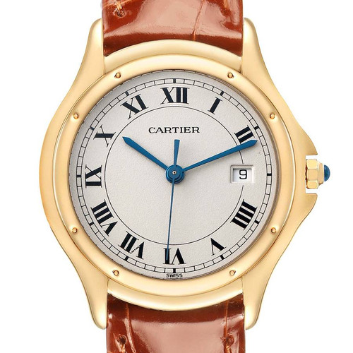 CARTIER Cougar Yellow Gold Silver Dial Quartz Mens Watch W3500453 Image 1