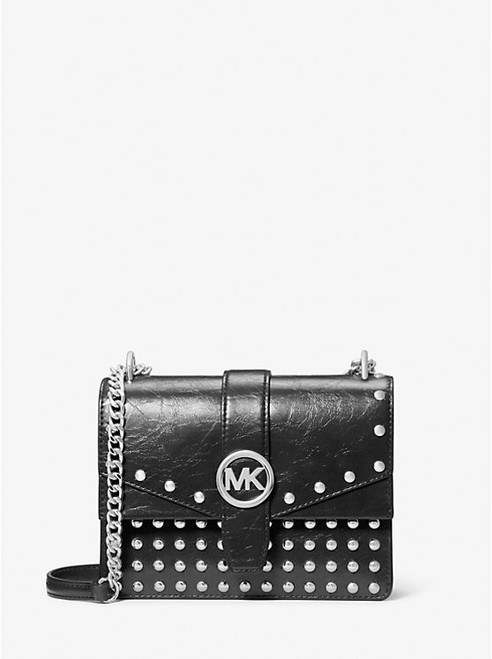 MICHAEL KORS Greenwich Small Studded Distressed Crossbody Bag BLACK Image 1