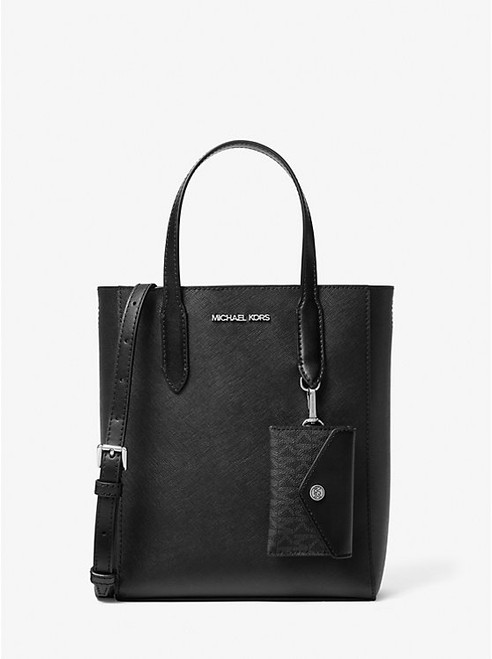 MICHAEL KORS Vincent Small Saffiano Leather Convertible Tote Bag With Card Case BLACK Image 1