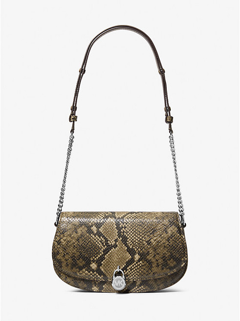 MICHAEL KORS Mila Medium Snake Embossed Messenger Bag OLIVE Image 1