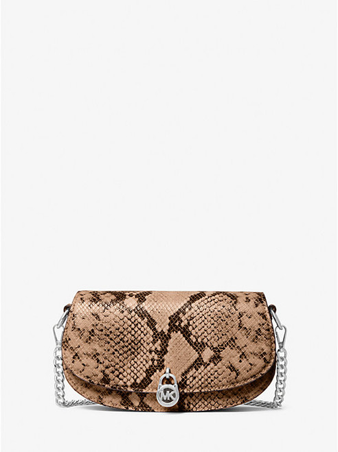 MICHAEL KORS Mila Small Snake Embossed Convertible Crossbody Bag DRIFTWOOD Image 1