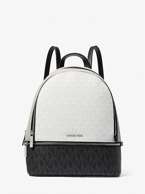 MICHAEL KORS Rhea Medium Color-Block Signature Logo Backpack OPWHT MULTI Image 1