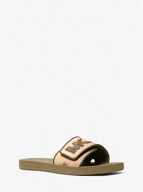 MICHAEL KORS Palmer Ombré Signature Logo Slide Sandal OLIVE COMBO Image 1