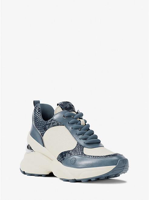 MICHAEL KORS Katrina Mixed-Media Wedge Trainer CORNFLOWER Image 1 MICHAEL KORS Katrina Mixed-Media Wedge Trainer CORNFLOWER Image 1