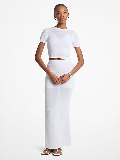 MICHAEL KORS Crocheted Viscose Blend Maxi Skirt WHITE Image 1