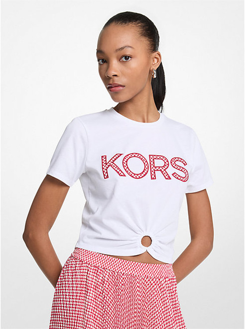 MICHAEL KORS Tile Print Logo Ring T-Shirt DARKRASPBERRY Image 1