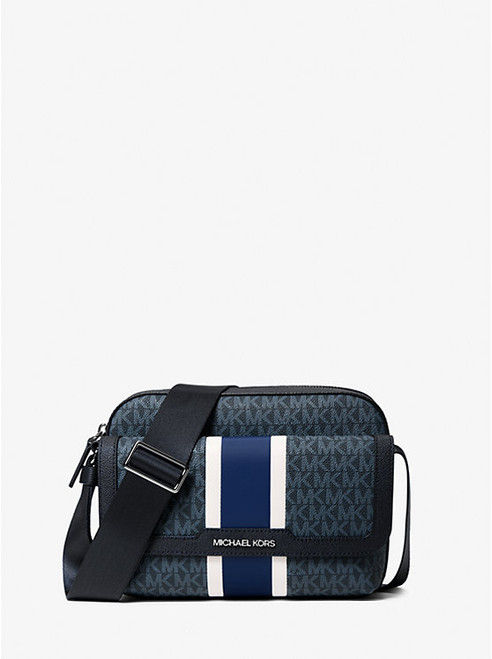 MICHAEL KORS Cooper Medium Signature Logo Stripe Camera Crossbody Bag SAPPHIRE Image 1