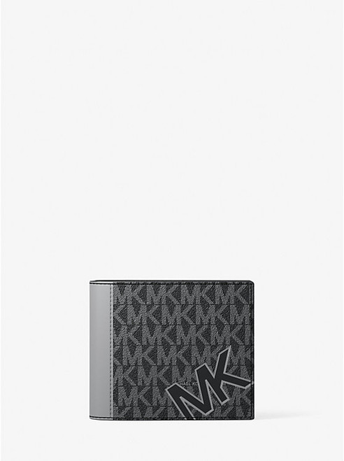 MICHAEL KORS Cooper Signature Logo Billfold Wallet With Passcase GUNMETAL Image 1 MICHAEL KORS Cooper Signature Logo Billfold Wallet With Passcase GUNMETAL Image 1