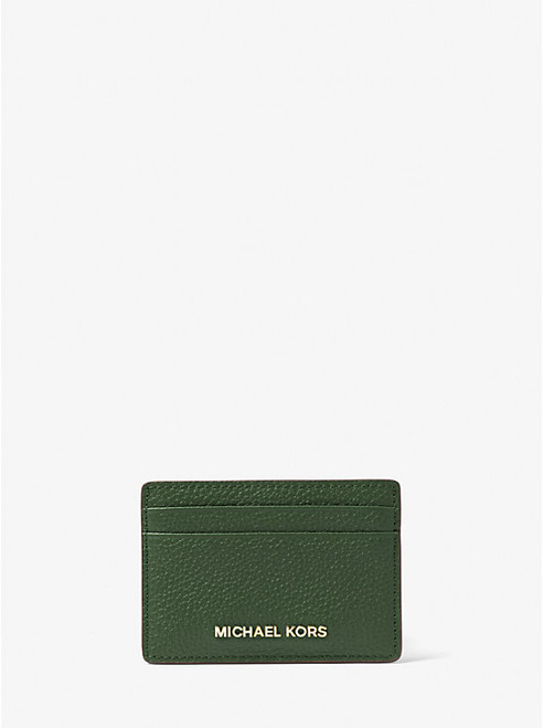 MICHAEL KORS Pebbled Leather Card Case AMAZON GREEN Image 1