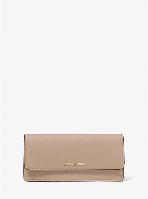 MICHAEL KORS Jet Set Large Saffiano Leather Snap-Front Wallet BIRCH Image 1