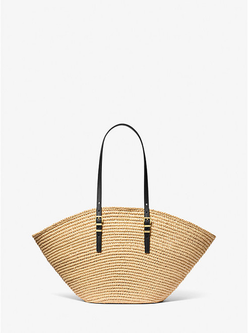 MICHAEL KORS Isa Large Hand-Crocheted Tote Bag NATURAL/BLACK Image 1