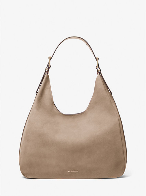MICHAEL KORS Nolita Large Nubuck Hobo Shoulder Bag BIRCH Image 1