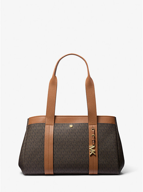MICHAEL KORS Romee Large Signature Logo And Leather Tote Bag BRN/ACORN Image 1