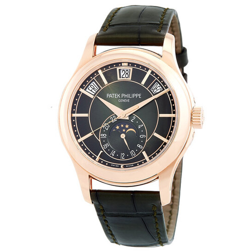 PATEK PHILIPPE  Olive Green Sunburst Complications Automatic Men's Rose Gold Watch