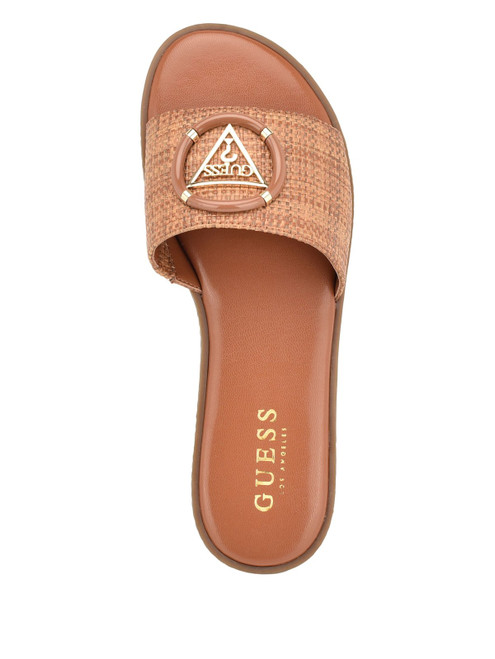 GUESS Magnify Faux-Leather Beach Slides brown