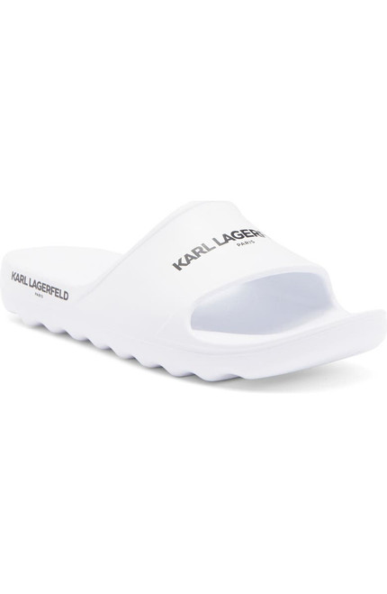 KARL LAGERFELD PARIS Block Logo Slide Sandal (Men) White