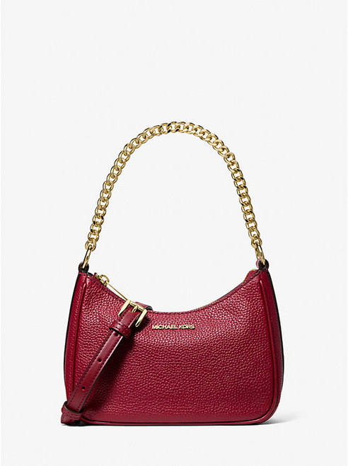 MICHAEL KORS Jet Set Travel Pebbled Leather Convertible Crossbody Bag CHERRY Image 1