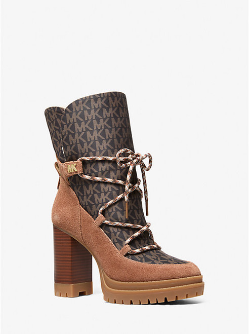 MICHAEL KORS Culver Mixed-Media Platform Boot BROWN Image 1