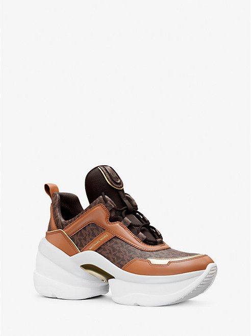 MICHAEL KORS Olympia Signature Logo Trainer BROWN MULTI Image 1