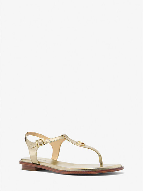 MICHAEL KORS Mallory Metallic T-Strap Sandal PALE GOLD Image 1