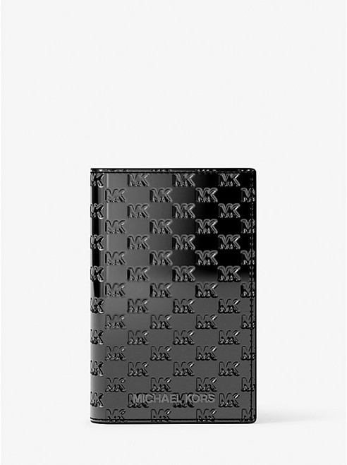 MICHAEL KORS Cooper Metallic Logo Debossed Folding Card Case BLACK Image 1