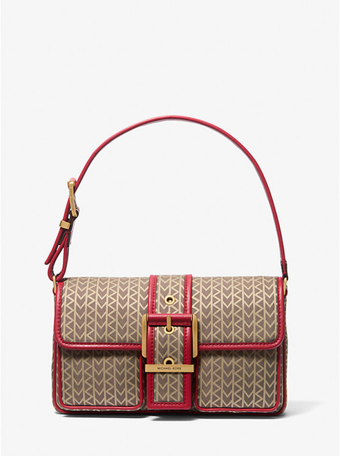 MICHAEL KORS Colby Medium Mk2000 Logo Jacquard Shoulder Bag CRIMSON MULTI Image 1